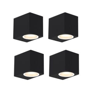 Sada 4 moderných nástenných svietidiel čiernych IP44 - Baleno