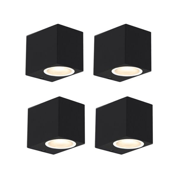 Sada 4 moderných nástenných svietidiel čiernych IP44 - Baleno