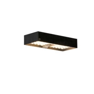Vonkajšia nástenná lampa čierna so stmievacím svetlom a senzorom na solárny pohon - Kayo