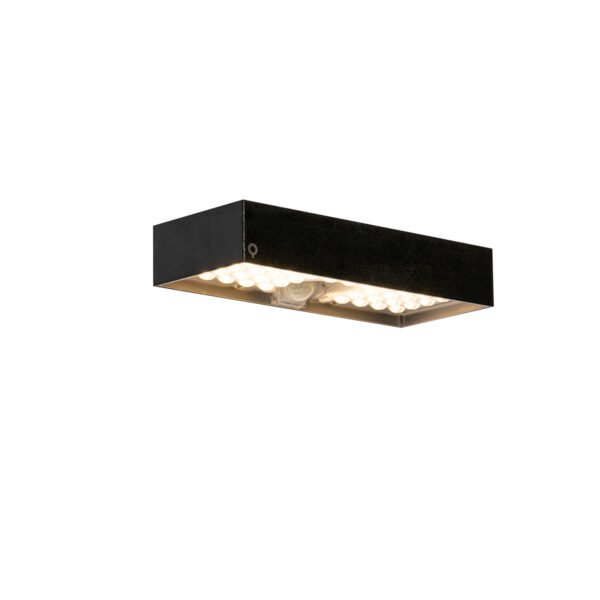 Vonkajšia nástenná lampa čierna so stmievacím svetlom a senzorom na solárny pohon - Kayo