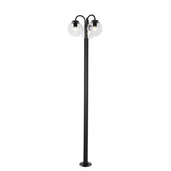 Lampa svietidlo čierna s priehľadným sklom 200 cm 3-svetlo IP44 - Sfera