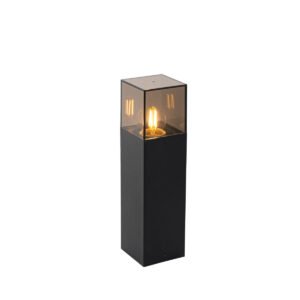 Stojaca vonkajšia lampa čierna s dymovým tienidlom 30 cm - Dánsko