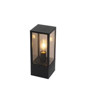 Vonkajšia stojaca lampa čierna s dymovým sklom 40 cm IP44 - Charlois