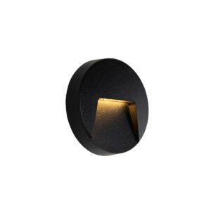 Vonkajšia nástenná lampa čierna okrúhla vrátane LED IP65 - Gem