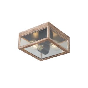 Priemyselné stropné svietidlo s drevenou potlačou IP44 2-Lights - Charlois