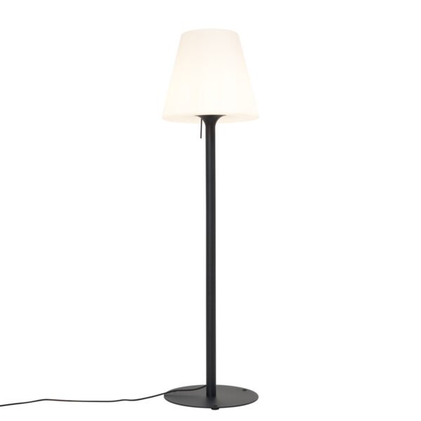 Moderná vonkajšia stojaca lampa čierna s bielym tienidlom IP44 - Big Virginia