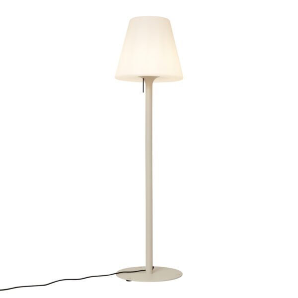 Moderná vonkajšia stojaca lampa béžová s bielym tienidlom IP44 - Big Virginia
