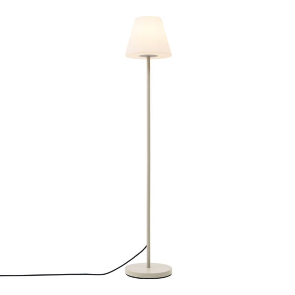 Vonkajšia stojaca lampa béžová s bielym tienidlom IP65 - Virginia