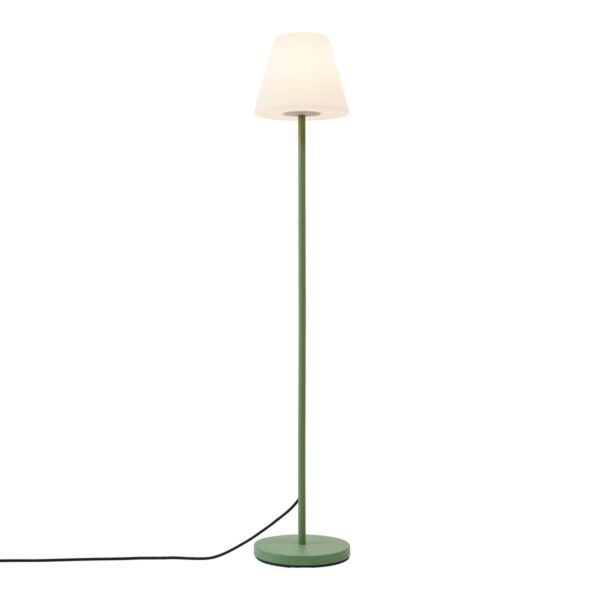 Vonkajšia stojaca lampa zelená s bielym tienidlom IP65 - Virginia