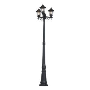 Klasické vonkajšie stĺpikové svietidlo čierne 217 cm IP44 - New Haven Hammered