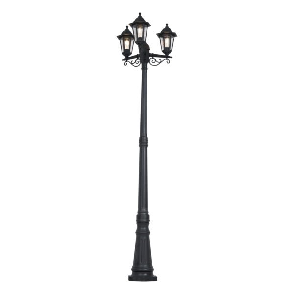 Klasické vonkajšie stĺpikové svietidlo čierne 217 cm IP44 - New Haven Hammered
