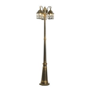 Klasická vonkajšia lampa antické zlato s čírym sklom 198 cm IP44 - London