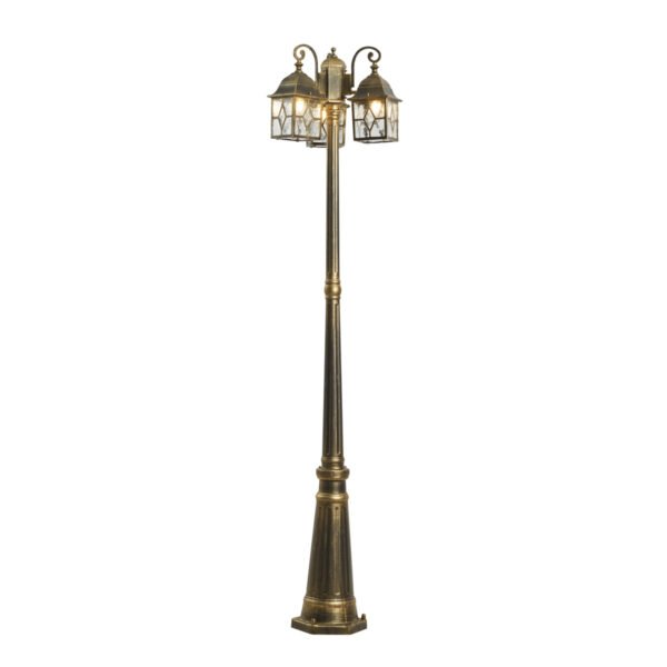 Klasická vonkajšia lampa antické zlato s čírym sklom 198 cm IP44 - London