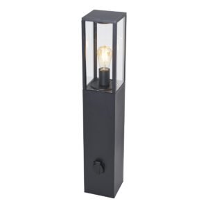 Moderná vonkajšia stojaca lampa čierna 80 cm so zásuvkou IP44 - Charlois
