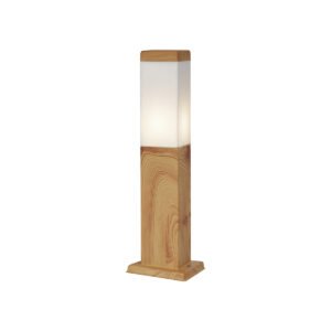 Moderná vonkajšia stojaca lampa oceľová s drevenou potlačou 45cm IP44 - Malois
