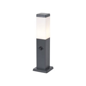 Vonkajšia lampa tmavosivá s opálovým sklom 45 cm IP44 so zásuvkou a snímačom pohybu - Malios