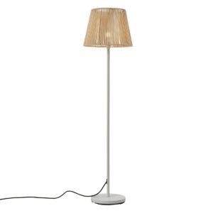 Vonkajšia stojaca lampa biela s béžovým lanovým tienidlom IP44 - Virginia Jayla