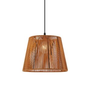 Vonkajšia závesná lampa čierna s oranžovým lanovým tienidlom IP44 - Cava Jayla