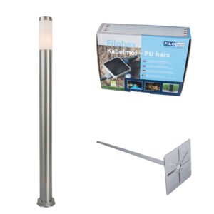 Vonkajšia lampa na stĺp oceľ 110 cm IP44 - Rox s uzemňovacím kolíkom a káblovou objímkou