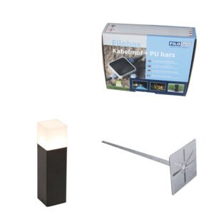 Vonkajšia záhradná lampa čierna s opálovým sklom 30 cm s kolíkom a káblovou svorkou - Denmark