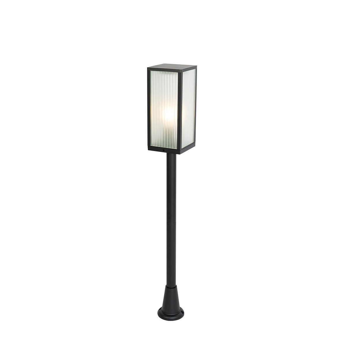 Vonkajšia stojaca lampa čierna s rebrovaným sklom 100 cm IP44 - Charlois Ribbed