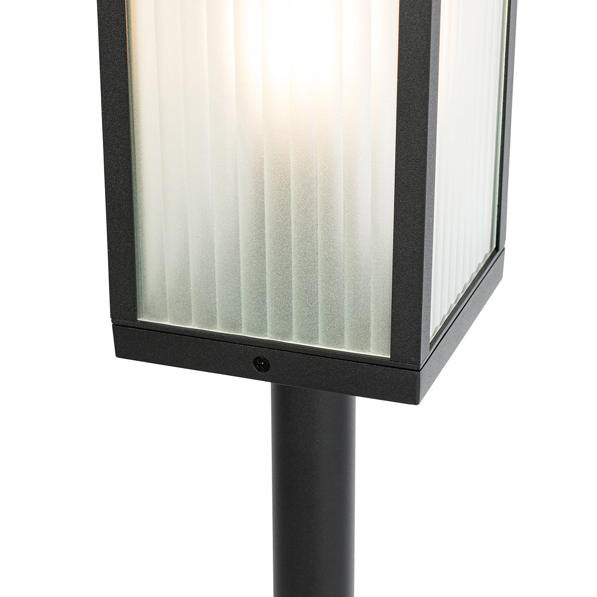 Vonkajšia stojaca lampa čierna s rebrovaným sklom 100 cm IP44 - Charlois Ribbed - Image 2